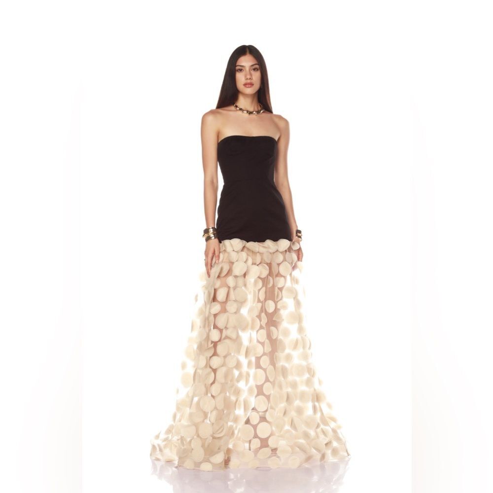 NWOT BRONX AND BANCO Harper Strapless Black and Beige Gown